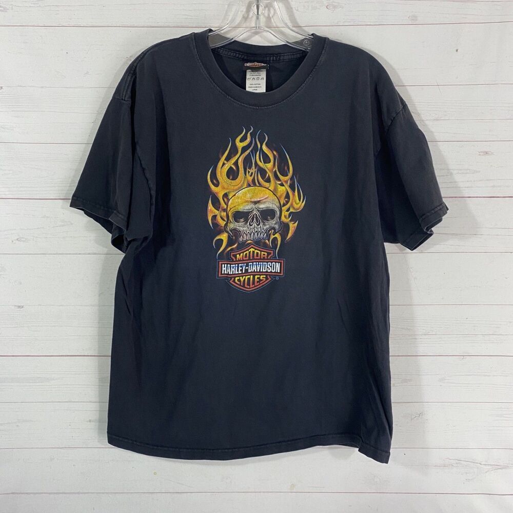 Harley Davidson Mens Pikes Peak Ft Carson Graphic T-Shirt Sz Large Black Cotton